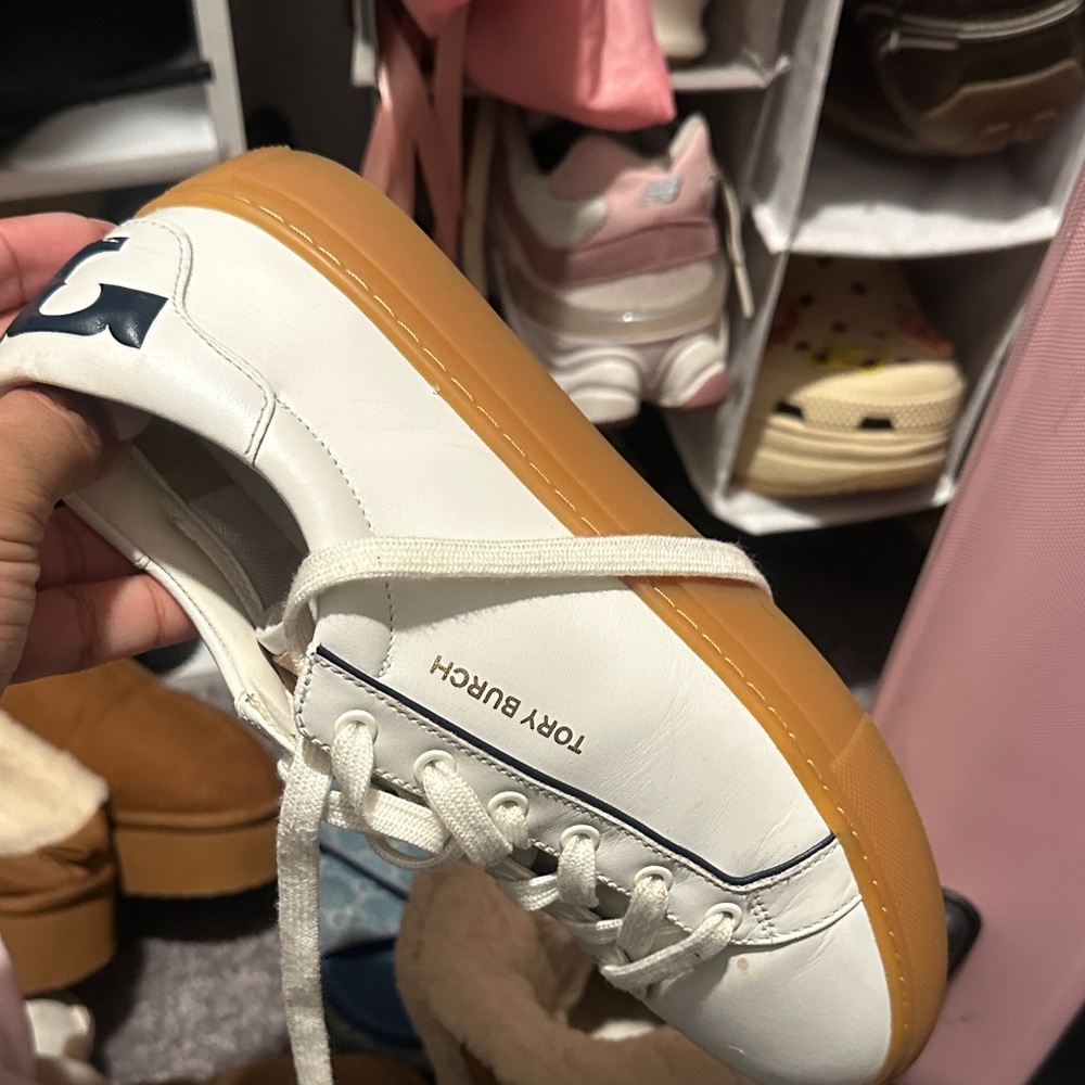 Tory Burch White & Gum Platform Sneakers